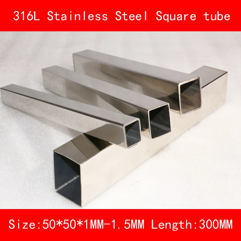 

316L Stainless steel square tube length side 50*50mm Wall thickness 1mm 1.5mm Length 300mm square metal pipe