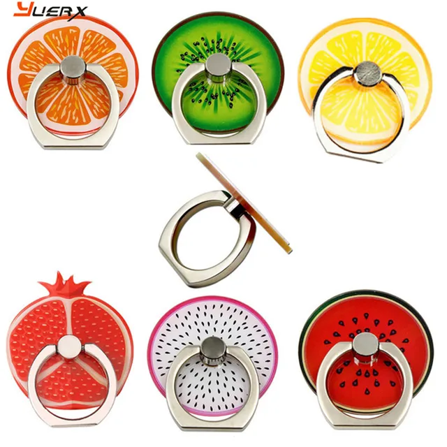 Low Cost lovely fruit rotate 360 degrees Finger Ring all Mobile Phone Stand Holder anti-theft drop for iphone 6 samsung xiaomi MP3 tablet Best Price