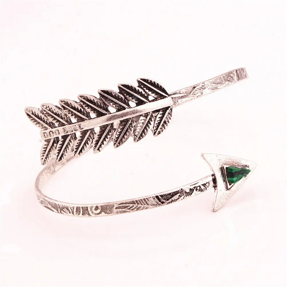 

Boho Upper Arm Bracelet Vintage Open Bangle Armlet Indian Antique Silver Bohemian Punk Arrow Cuff Bangles For Women