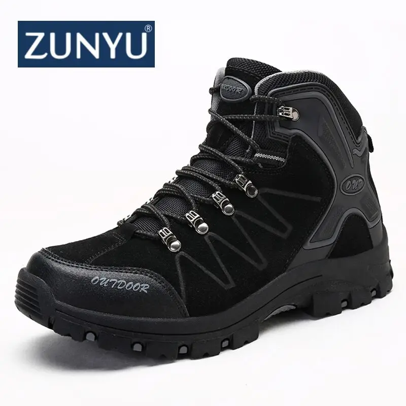 

ZUNYU 2018 New Men Boots Autumn Winter Outdoor Sneakers Mens Snow Boots keep Warm Plush Boots Plush Ankle Snow Work Casual Shoes