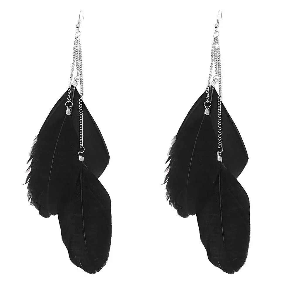 

Stylish Jewelry new 1Pair beautiful Earrings Bohemian Handmade Vintage Feather Long Drop Earrings Luxury Beautiful Dropship