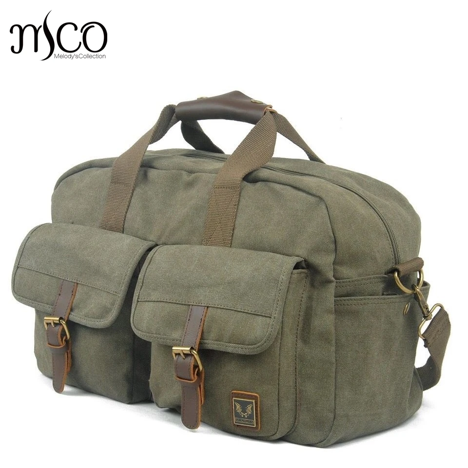 MCO Винтаж Военная Униформа вешалка для холста выходные сумка для мужчин большой ёмкость Путешествия сумка на плечо; сумка-мешок
