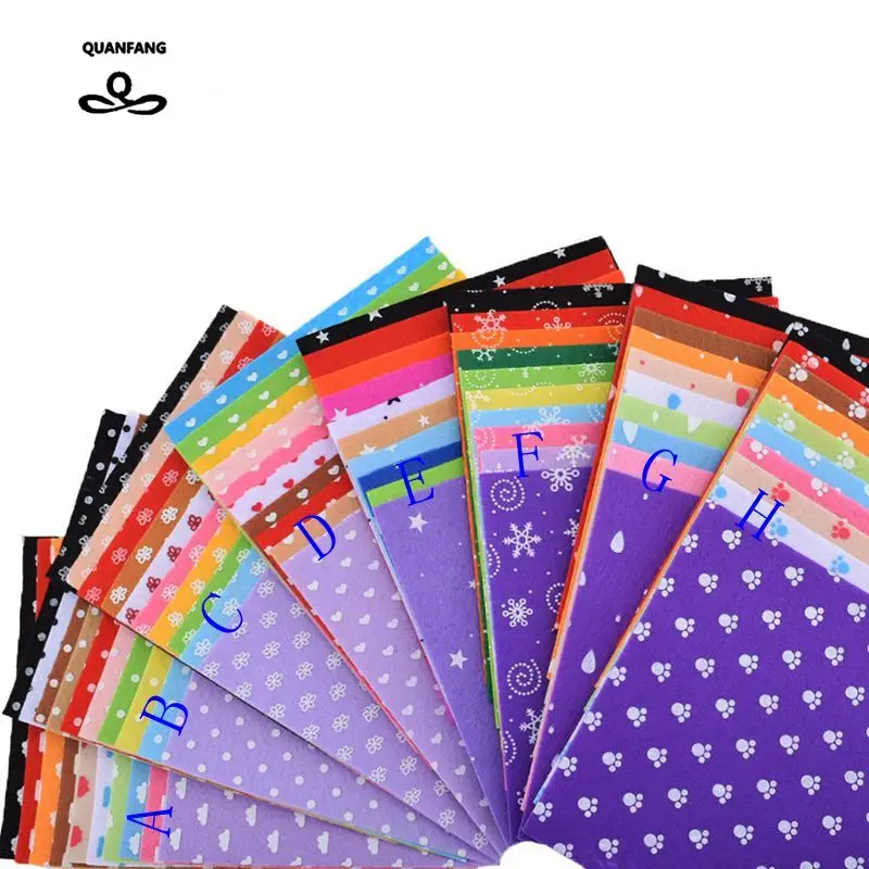 Printed Felt Non Woven Fabric 1mm Thickness Polyester Cloth For Sewing Dolls Crafts Home Decoration Pattern Bundle 15x15cmb-034 | Дом и сад