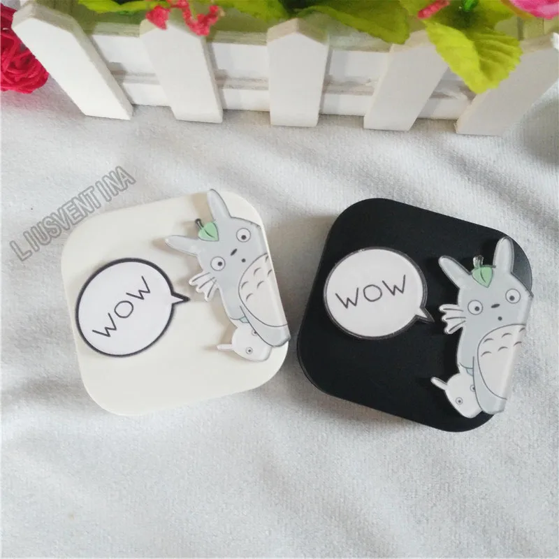 

LIUSVENTINA halloween gift Christmas DIY acrylic cute Totoro contact lens case for glasses spectacle case for color lens