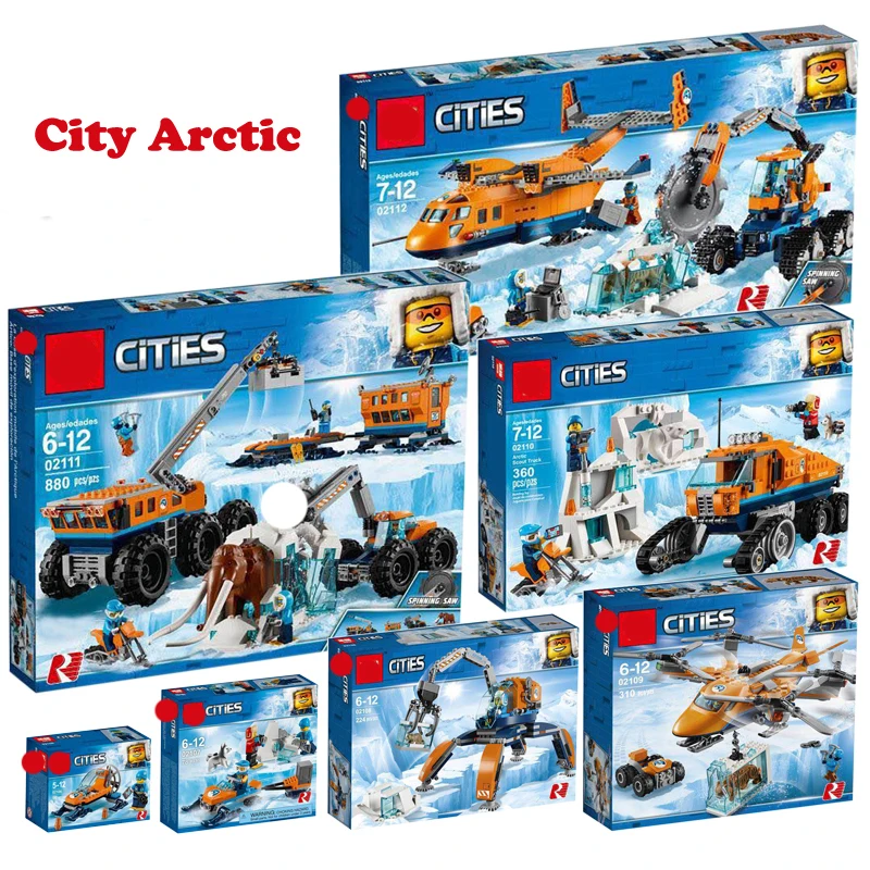 

City Arctic Sets 02109 02110 02111 02112 Compatible Legoing 60192 60195 60193 Model Building Kits Plane Blocks Bricks Toys Gift