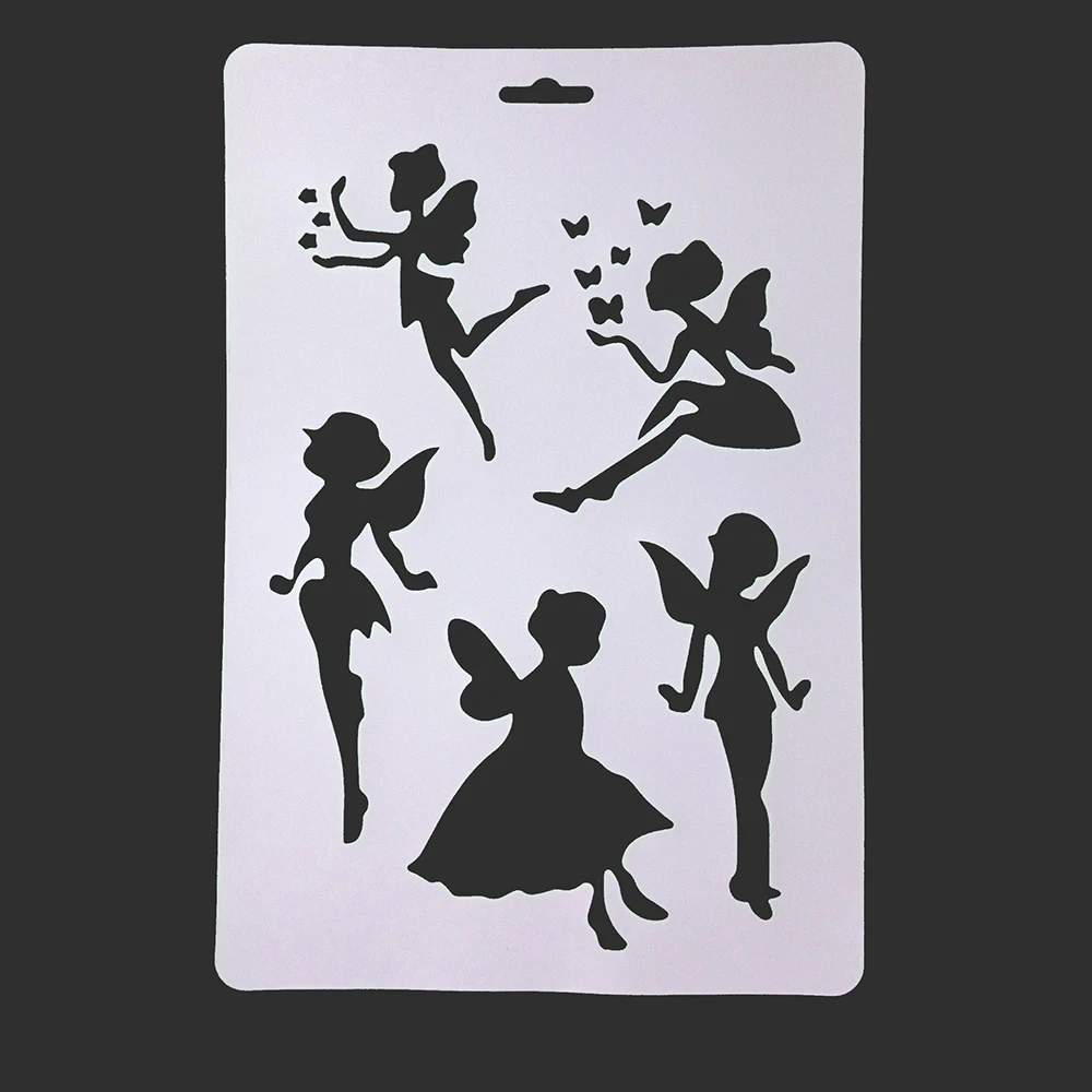 

Angel Scrapbooking Stencil DIY Photo Album Masking Spray Painted Star Flower Pattern Template Painting Paper Card Board