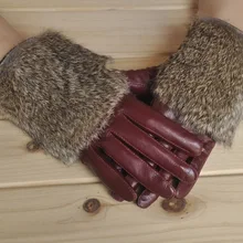 Бренд перчатки из овечьей кожи женская обувь на натуральном кроличьем меху на спине перчатки из натуральной кожи теплые зимние перчатки для отдыха