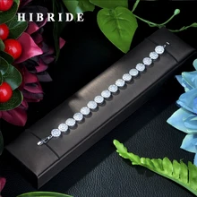Ювелирный бренд hibride круглая форма звено Белое золото цветные браслеты и браслеты, Шарм CZ камень инкрустированный браслеты высокого качества B-01