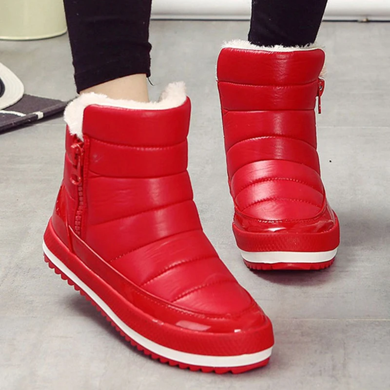 

Winter Women Boot Waterproof Warm Snow Boots Female Ankle Boot Zip Ladies Platform Comfort Casual Flat Velvet Shoes Plus
