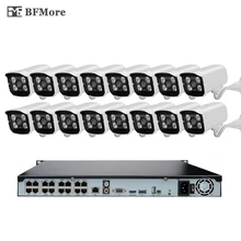 BFMore 16CH 1080 P 48 В POE NVR KIT 2.0MP CCTV Системы 16 шт. POE IP Камера Onvif P2P Водонепроницаемый наружного видеонаблюдения FTP