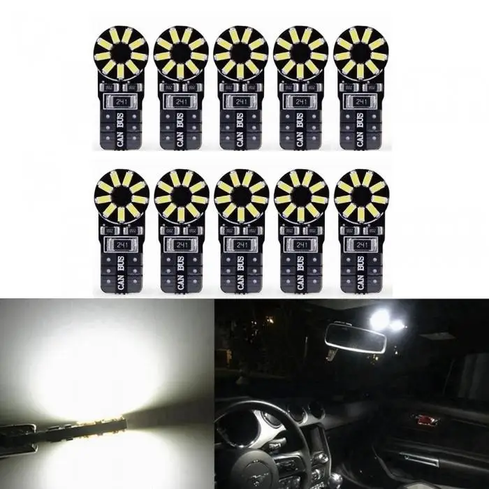 

Fysz 10Pcs T10 W5W 3014 SMD 18-LED Car Clearance / Reading Light - White (12V)