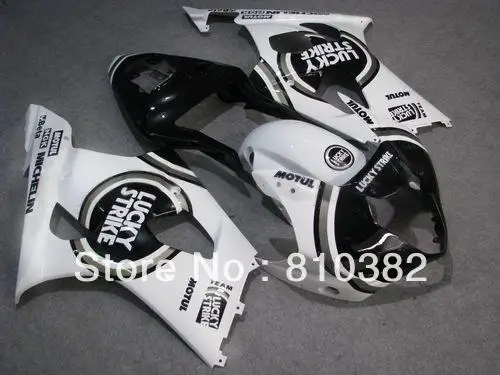 

Motorcycle Fairing kit for SUZUKI GSXR1000 03 04 GSXR 1000 GSX-R1000 K3 2003 2004 LUCKY STRIKE white black ABS Fairings set SD61