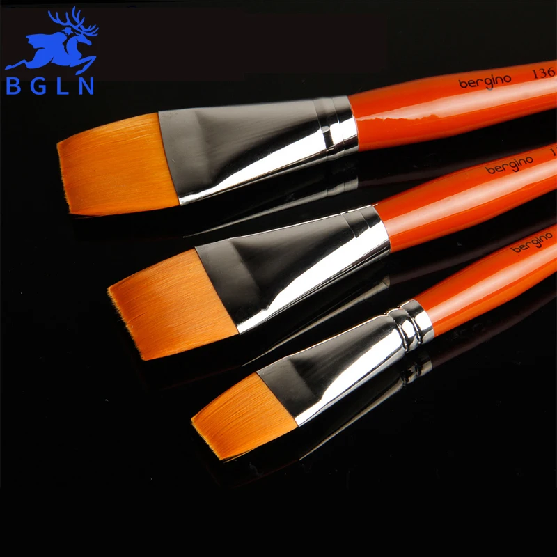 BGLN 1Pcs Europe's Top Domestic Master Nylon Wool Flat Paint Brush Oil