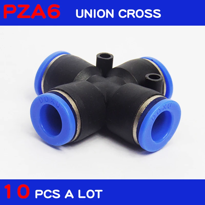 4 Way 6mm Pneumatic Cross Push Fit Quick Fitting Connector Pipe PZA6 T 6 mm 