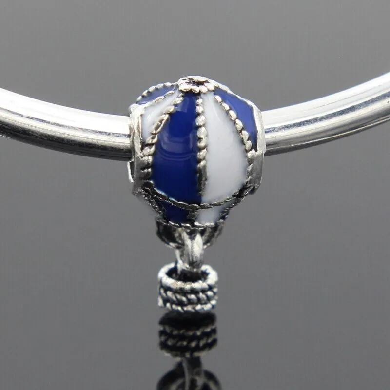 

New Arrival 1PC Large Hole Silver Color Diy Up and Away Hot Air Balloon Charm Bead Fit Pandora Snake Chain Bracelet Jewelry