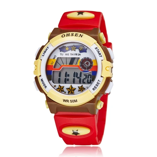 Montre Enfant, водонепроницаемые спортивные часы OHSEN, модные брендовые цифровые часы, будильник, секундомер, Relogio, светодиодный, электронные наручные часы Saat - Цвет: Красный