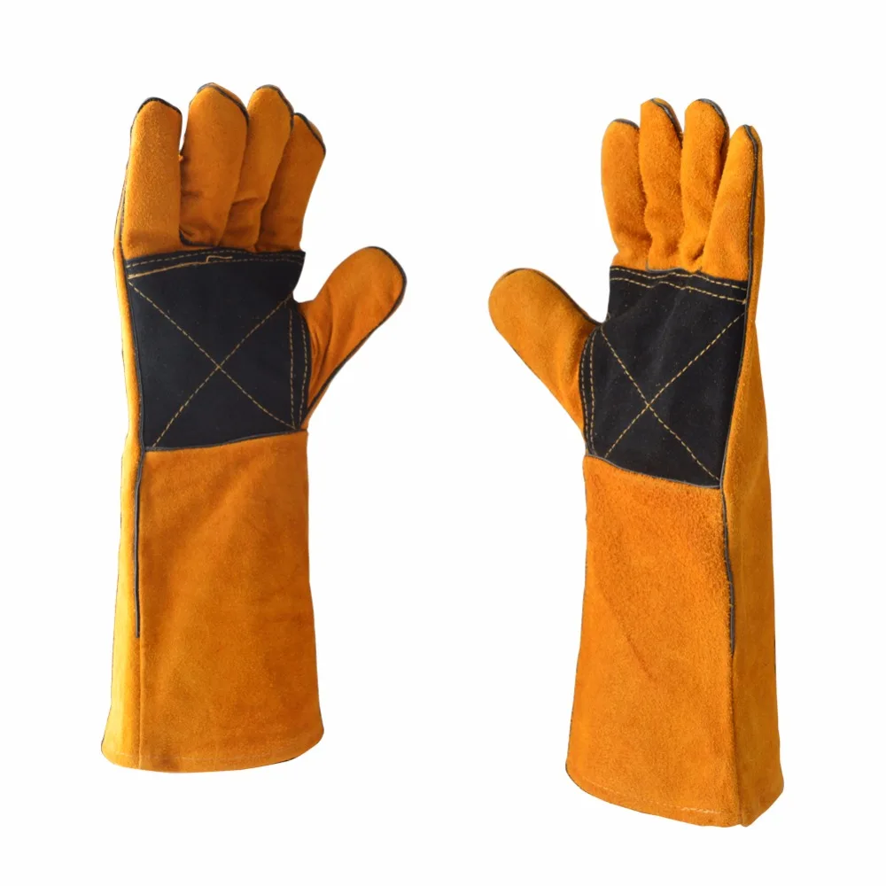 

10.5inch/16inch One pair Leather Plus Welding Gloves Heat Resistant Safety gloves For Welder Working /Gardening /BBQ /Baking