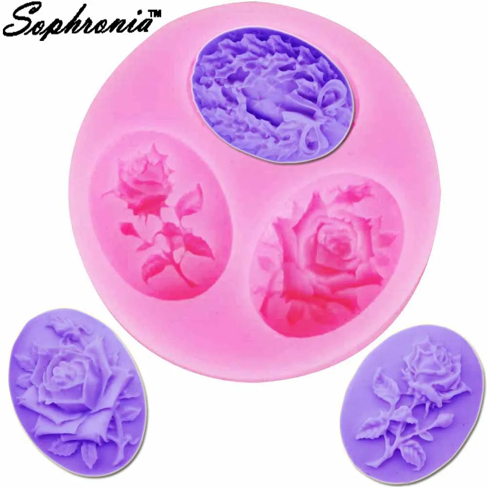 10pcs/set Flower Rose Peony Bouquet Silicone Fondant Mold 3d Fondant