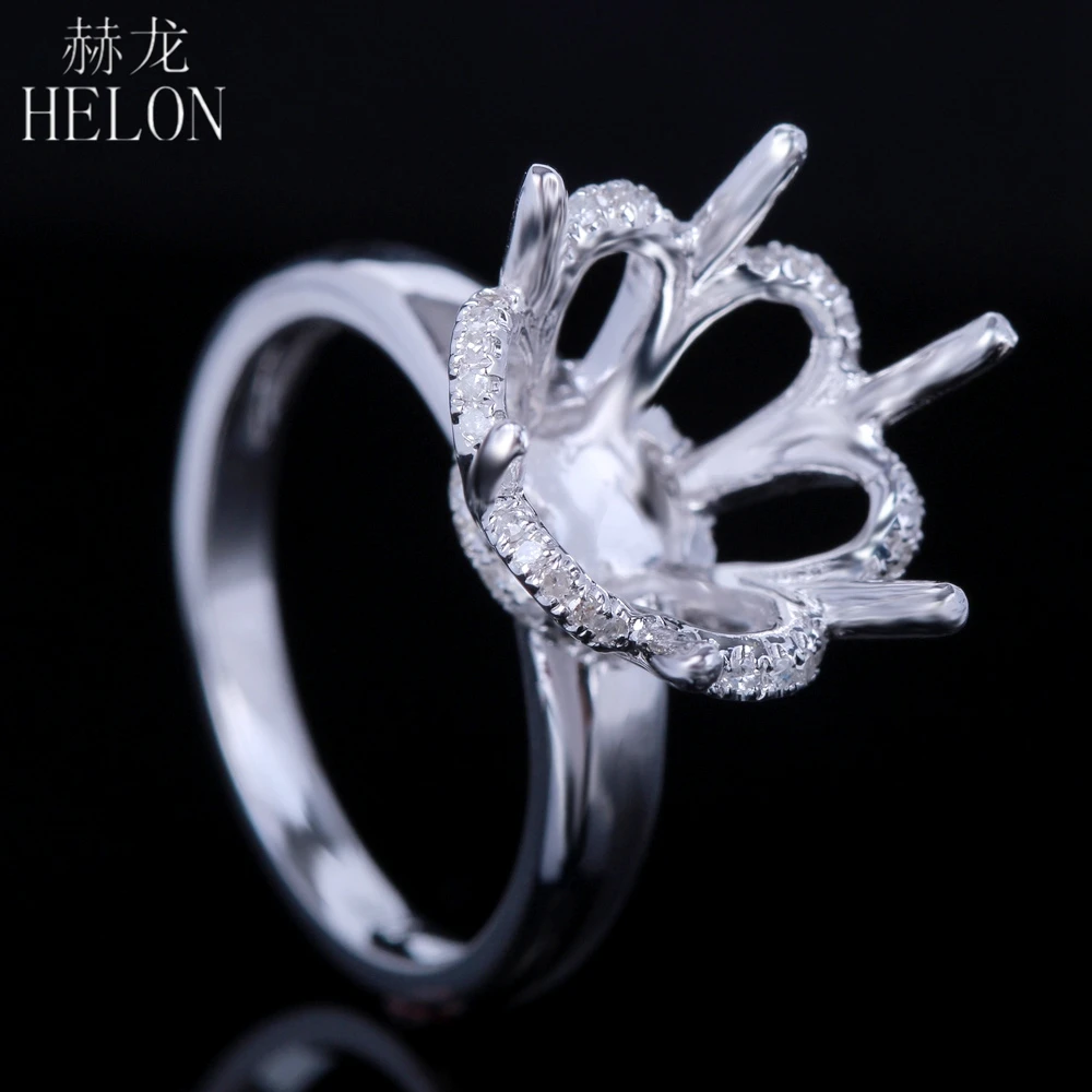 HELON, Круглый, 13 мм, с полукреплением, Стерлинговое Серебро, 925 пробы, для помолвки, свадьбы, 0.3ct, настоящие природные алмазы, кольцо, необычное, хорошее ювелирное изделие