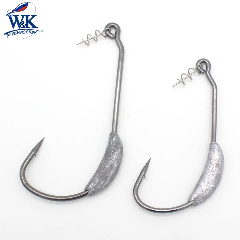 

Weighted Worm Hooks for Big Paddle Soft Lure Fishing Hooks at 24g 10/0 and 26g 12/0 Weedless Worm Hook Strong big Worm Hook