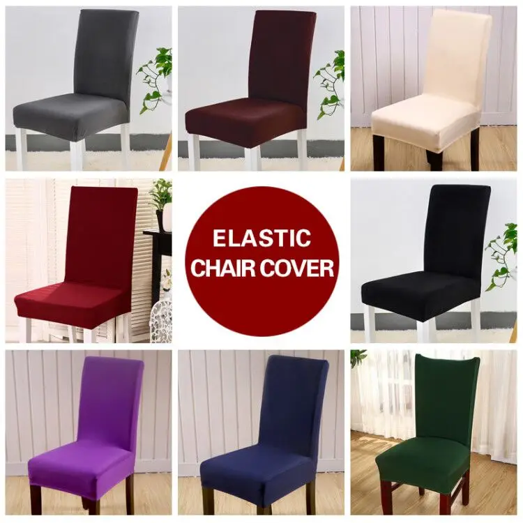 

Solid Colors Spandex Chair Cover Wedding Party Elastic Multifunctional Stretch Furniture Covers Kitchen Chair Covers Home Decor