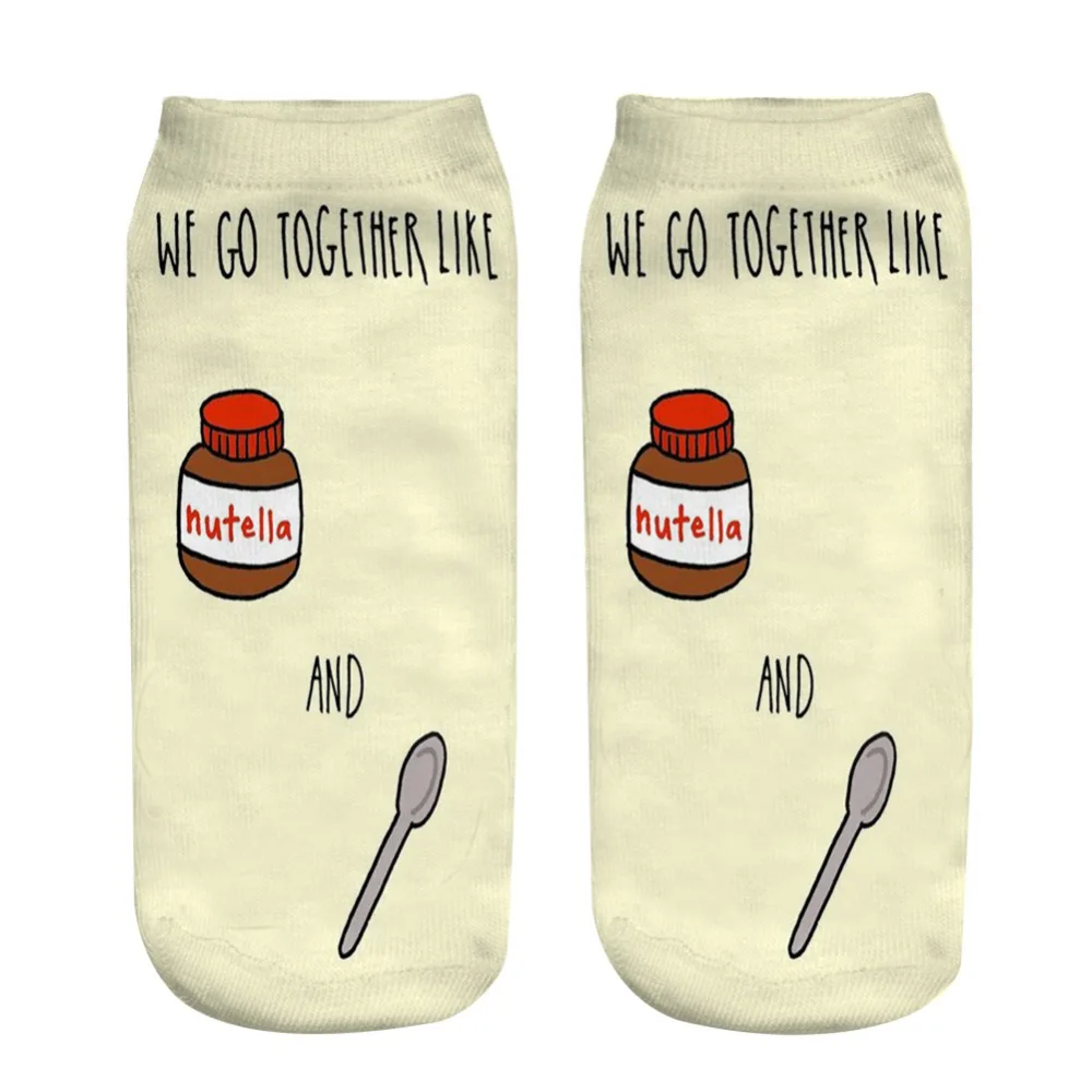 

Spoon and Nutella Print type 3D Socks Men Women Socks female short sock 2018