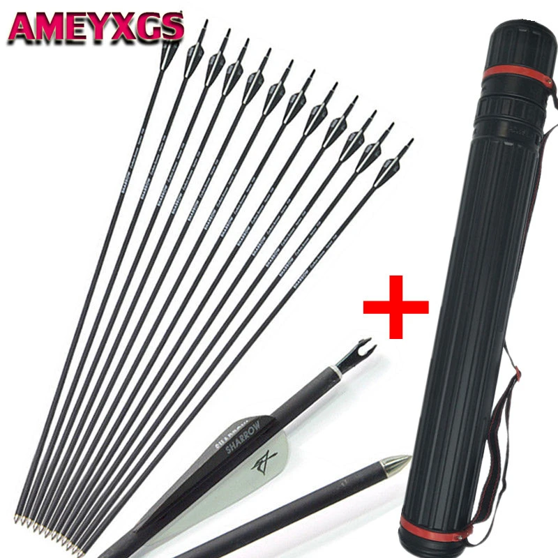 

12Pcs 31" SP 700 Archery Carbon Arrows Target Fixed Points Tips Carbon Arrow Quiver For Outdoor Training Shooting Accessories