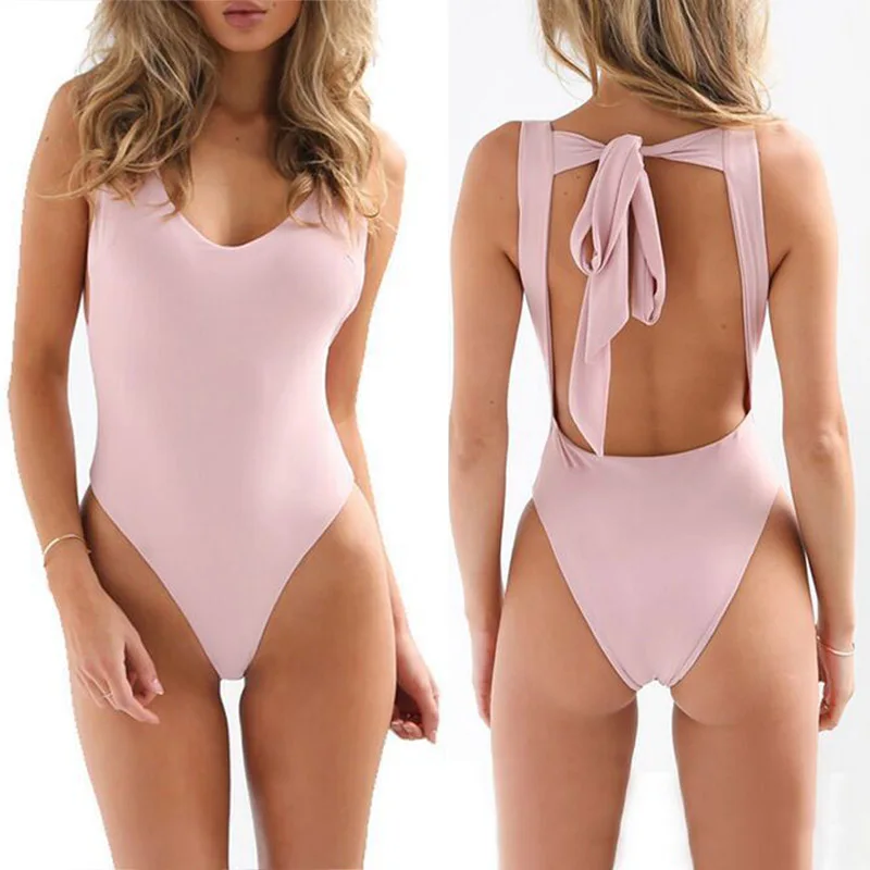 

2019 New Summer Sexy Women One Piece Jumpsuit Monokini Swimwear Bathing Suit Summer Beach Backless Swimsuit BHD2