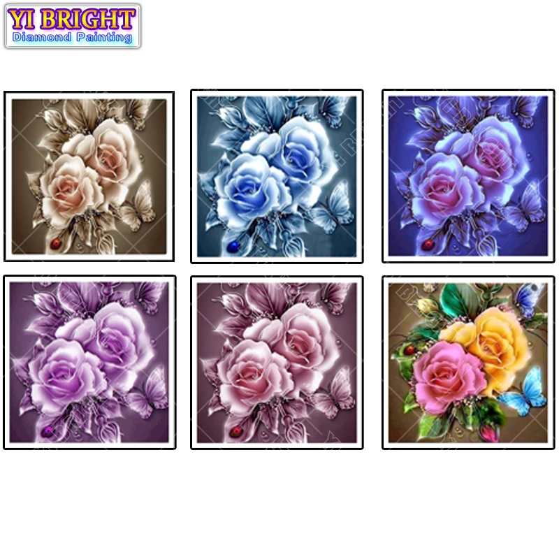 

3D Rhinestone Painting Crystal Home Decor DIY Round Diamond Painting Rose Butterfly Cross Stitch Pattern Diamond Embroidery Gift
