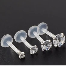 1 шт 8 мм длина мягкий прозрачный из гибкого биопласта Циркон Сердце Labret Кольцо нажмите в губы кольцо серьги на козелок пирсинг ювелирные изделия