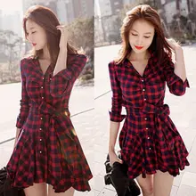 Женский Свободный Топ, Повседневная рубашка, летняя Модная элегантная красная клетчатая плотная кнопка, Длинные Топы, туника, женское мини-платье, блузка