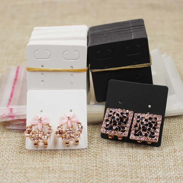 4 4cm White Black Blank Paper Card Stud Earring Package Tag 4 4cm White Black Blank Paper Card Stud Earring Package Tag 100pcs With