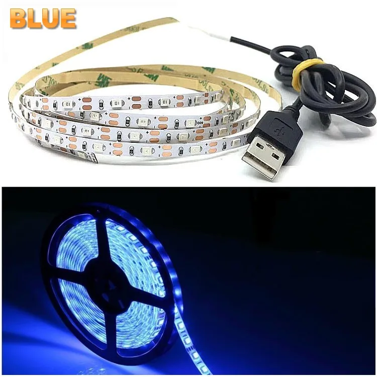 5 В USB RGB Светодиодная лента 60 Светодиодный s/m SMD 2835 3528 Светодиодный Диодная лента свет HD ТВ Настольный ПК экран подсветка 0,5 м 1 м 2 м 3 м 4 м 5 м - Emitting Color: Blue