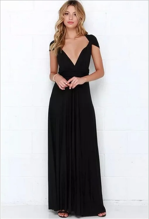 Sexy dress Multiway Wrap Convertible Boho Maxi Club Red Dress Bandage Long Dress Party Bridesmaids Infinity Robe Longue Femme - Цвет: black