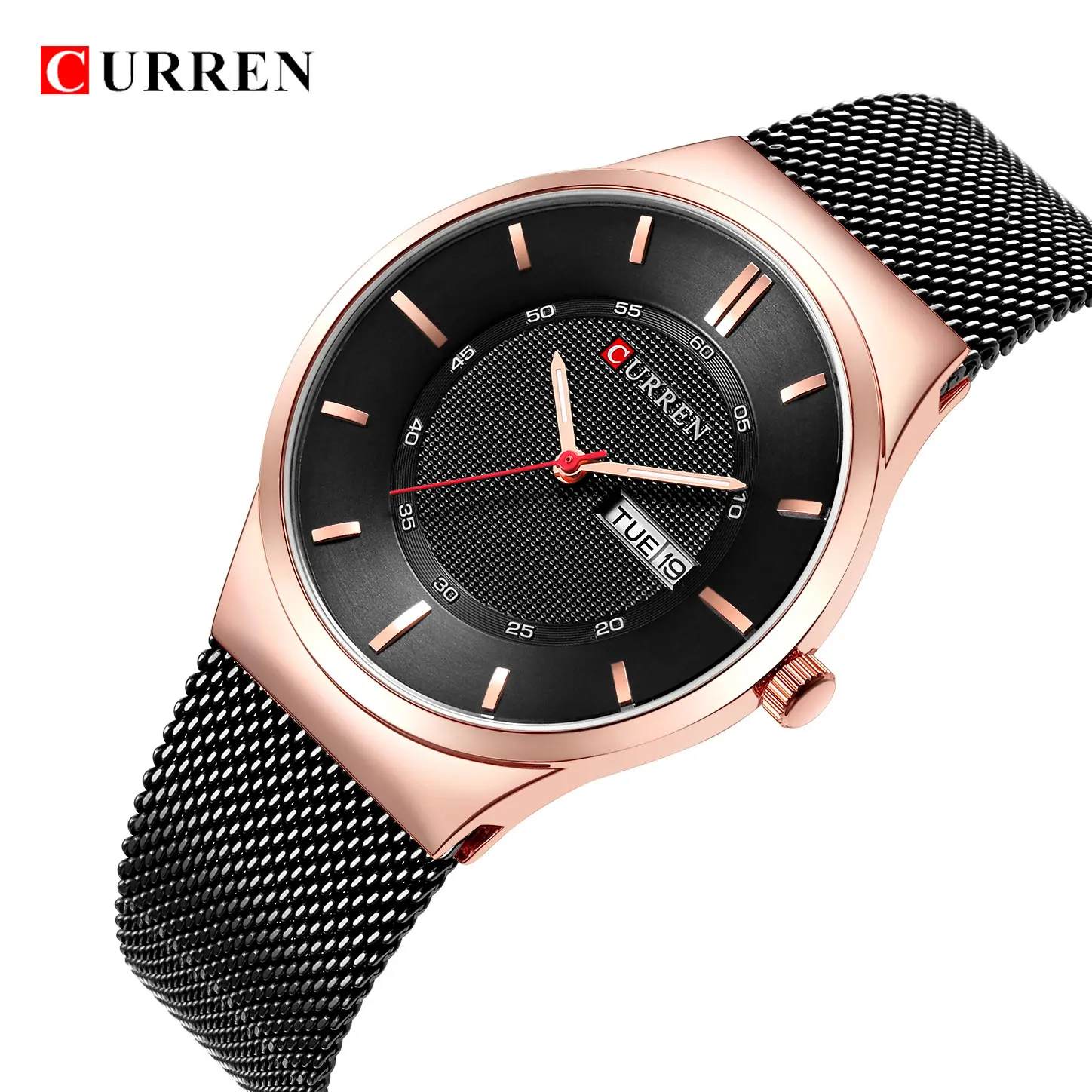 

Fashion Casual Business Men Watches CURREN Stainless Steel Mesh Strap Men's Quartz Wrist Watch Male Luxury Military Army Clock