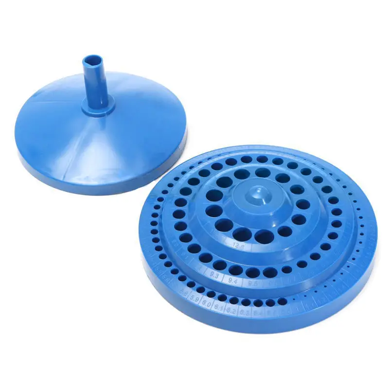 

100 Holes 180x90mm Drill Bit Storage Case Plastic Round Shape Case Blue New 2017