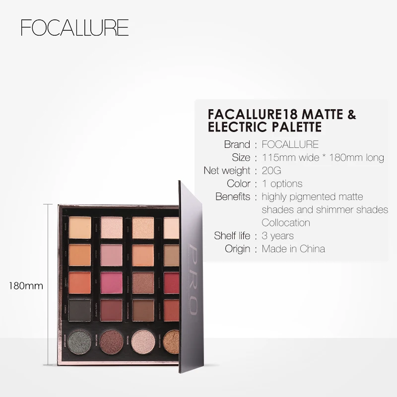 Новинка FOCALLURE 20 цветов матовые и электрические профессиональные тени для век