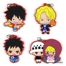 Figura de acción de One Piece, Luffy Sabo Law Corazon, donquijote, doflamenco, modelo de Anime, llavero de goma, colgantes para regalos de navidad, 6cm