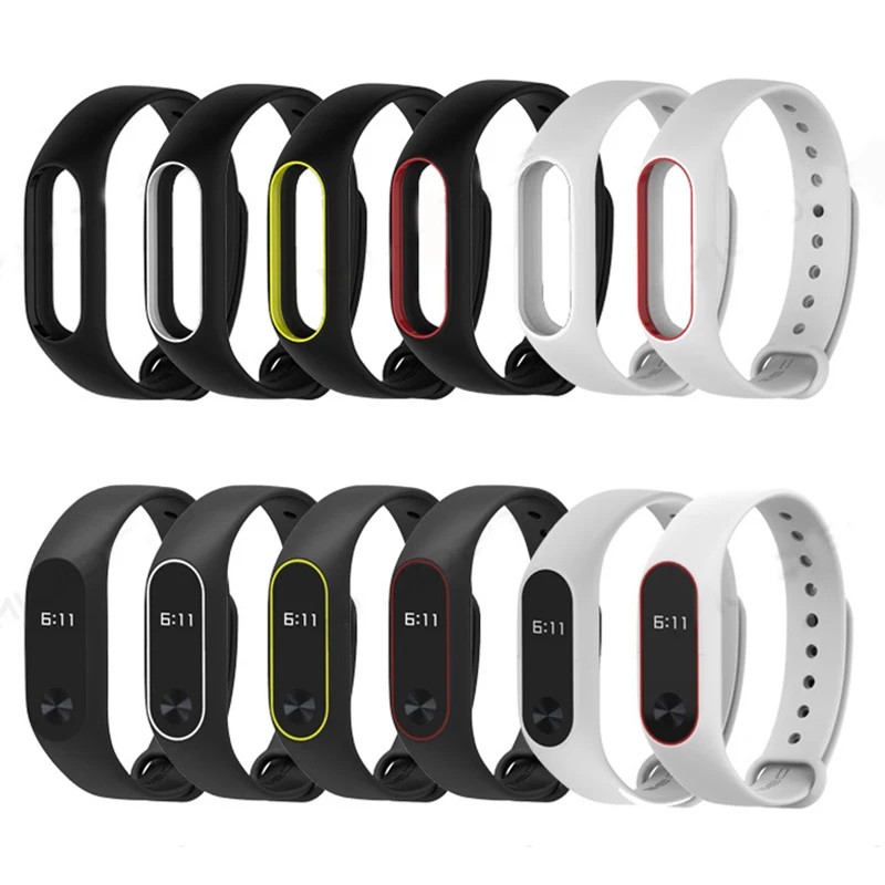 Новый Сменный ремешок Mi band 2 Цветной силиконовый для наручных часов двухцветный