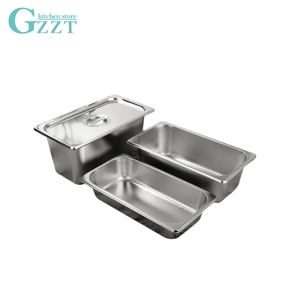 

Stainless Steel 1/3 Gastronorm Pan Food Pan with Pan Lid 6pcs/Carton American Style 0.6mm Thickness
