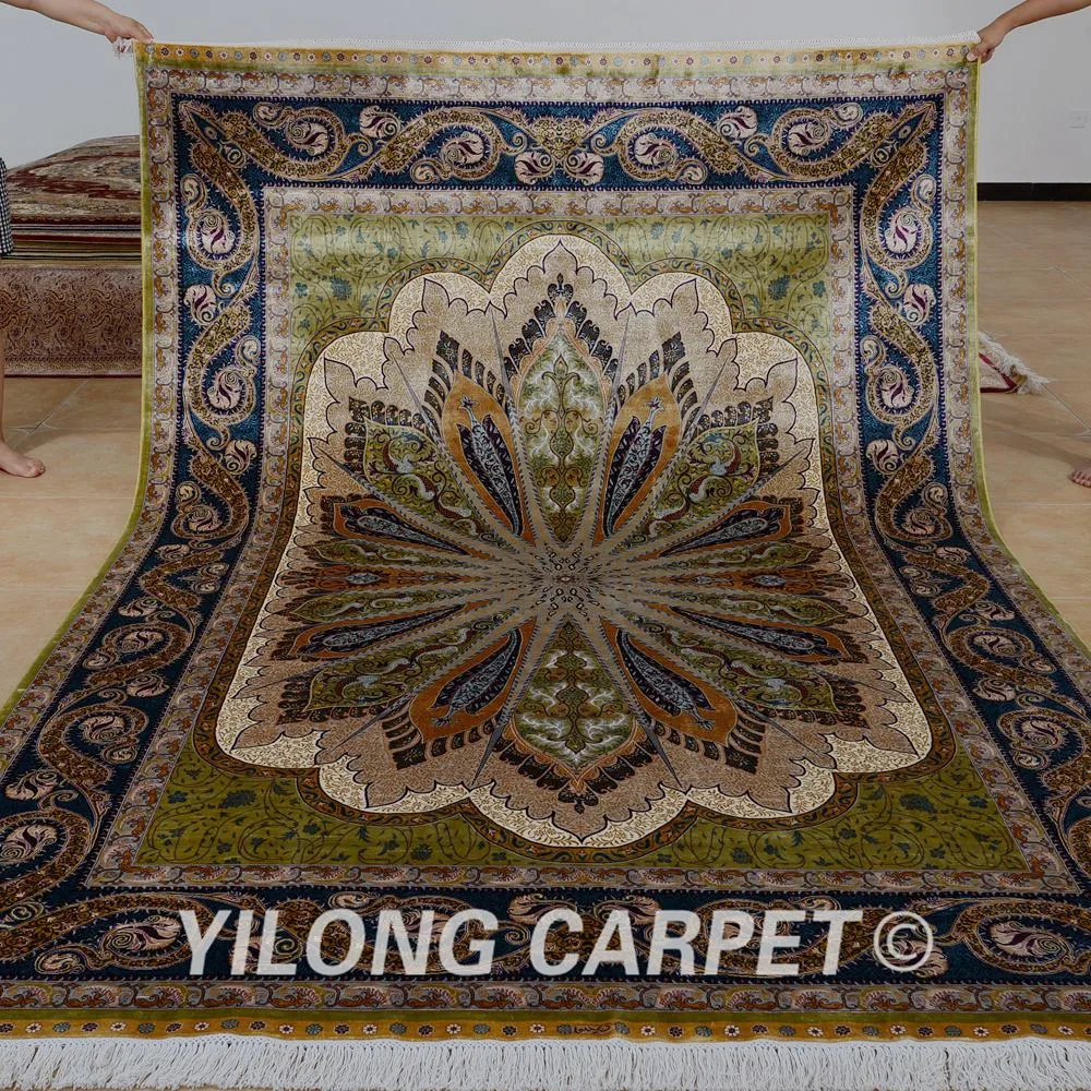 Online Get Turkish Rugs Aliexpress Alibaba Group Yilong 6 56 X9 84 Handmade Traditional Turkish Silk Rug Light Green Hereke Carpets For 0781