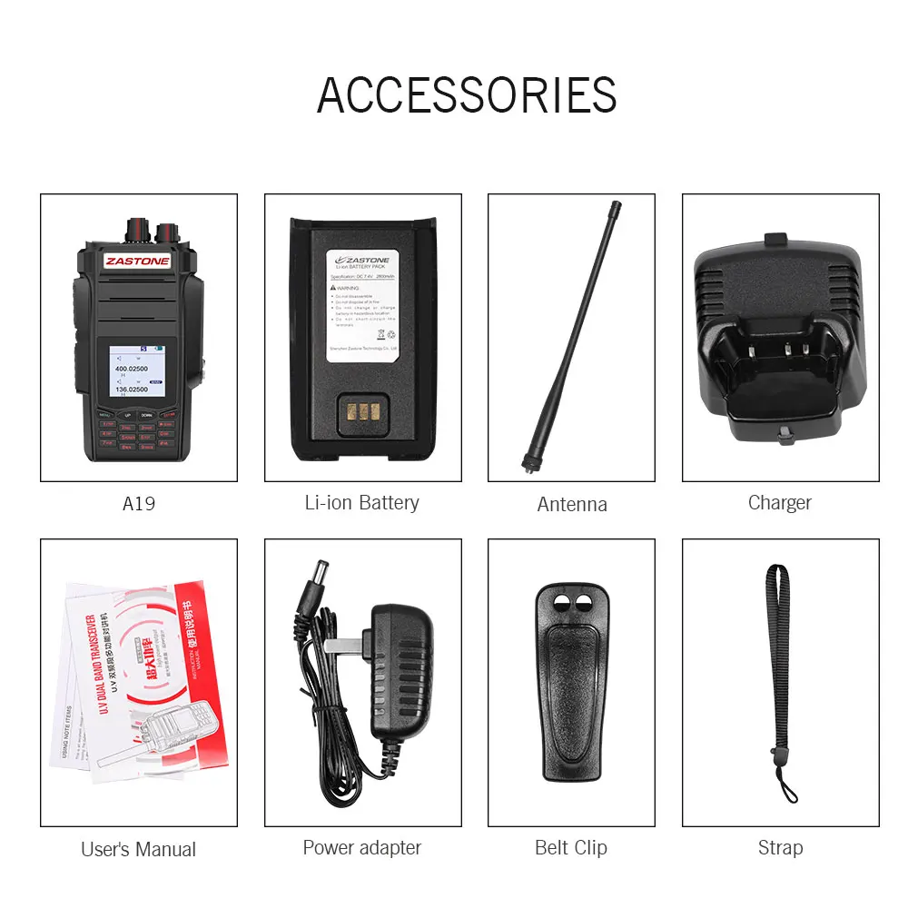 Рация Zastone A19 10 Вт двухдиапазонный UHF 400 480 МГц/VHF 136 174 МГц 2800 мАч двухсторонний