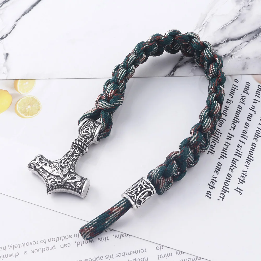 Руна викингов античный серебряный браслет из бусин Тор молот Мьёльнир ручной работы браслеты для мужчин ювелирные изделия подарок