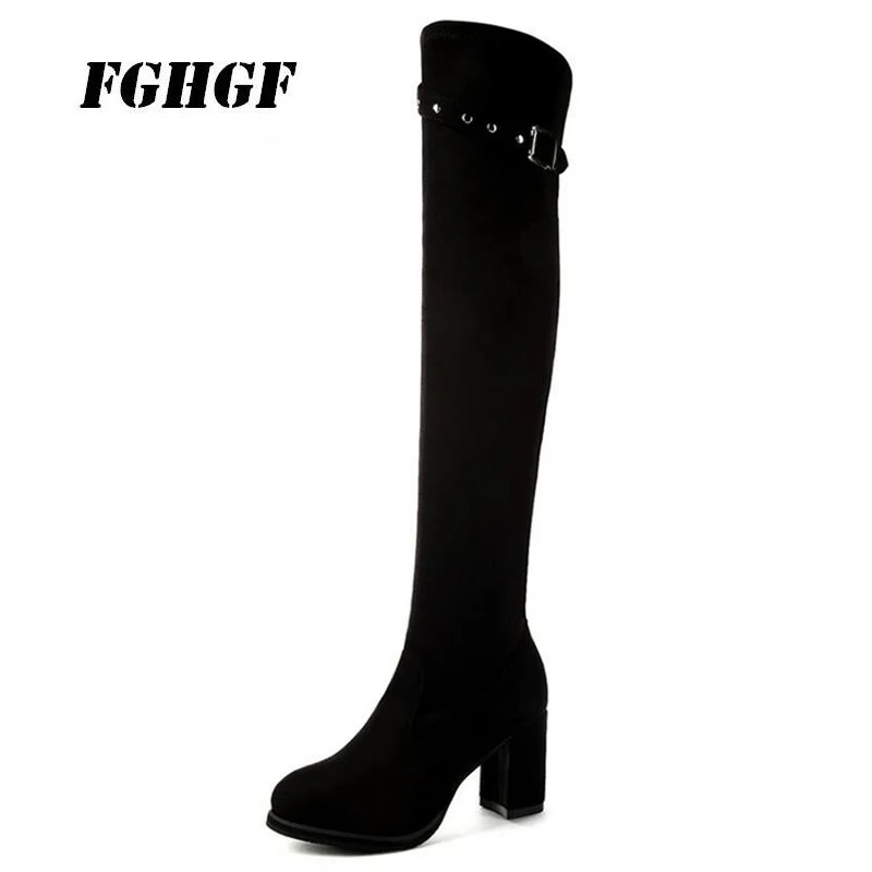 

High boots high heel hot style leather boots autumn winter new European and American overknee spring boots Women's shoes