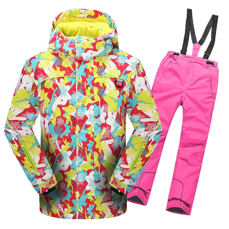 

2019 Winter Girls Ski Suits Hooded Fleece Kids Clothing Sets Windproof Sports Snow Suits Jacket Pants Outdoor Children Sportwear