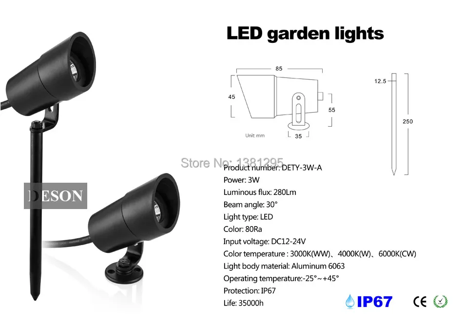 LED светильники для сада 12 В 3 Вт COB IP67 Водонепроницаемый Открытый Сад Прожектор Спайк СВЕТОДИОДНЫЕ Лампы Газонов prikspot tuinspot ландшафтное Освещение