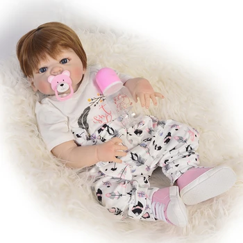 

Doll reborn 23"57cm full silicone reborn baby girl dolls toys for children gift bebes reborn corpo de silicone inteiro