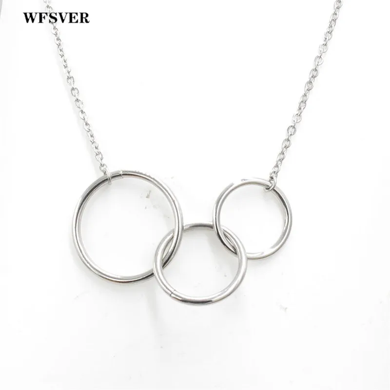 

WFSVER simple stainless steel necklace 3 circles pendant necklace silver color for women jewelry