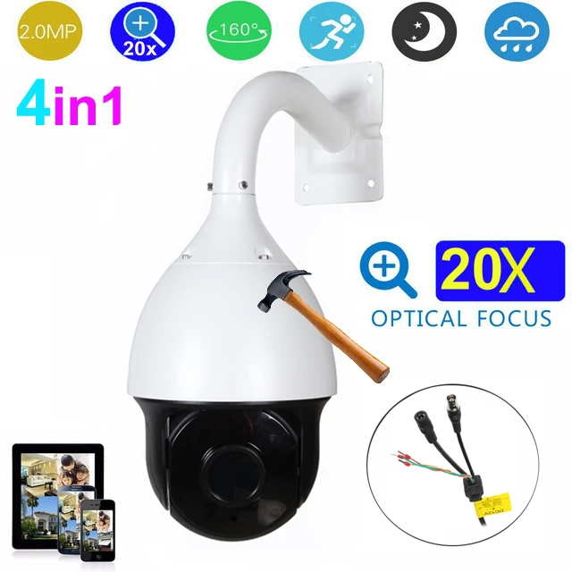 

7 inch 4in1 HD PTZ Camera high Speed dome Camera 2MP 20x Auto zoom IR 100m Waterproof outdoor security camera