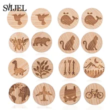 

SMJEL Cute Animal Bear Dinosaur Wooden Earrings for Women Wood Bamboo Earring Studs Personalized Ear Jewelry Gifts